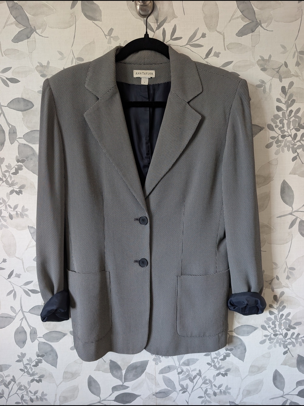 Vintage Houndstooth Ann Taylor Women's Two-Button Blazer